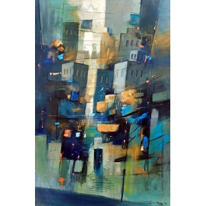 G. N. Qazi, 30 x 40 inch, Acrylic on Canvas, Cityscape Painting, AC-GNQ-089